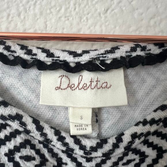 Anthropologie Deletta geometrical jacquard twofer layered tank top black white - Picture 4 of 5